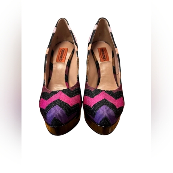 Missoni NWT Rashel Zig Zag Black/Tan/Pink/Purple Size 37.5 - Picture 6 of 8